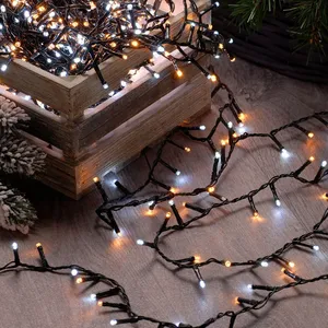 1000 White & Warm White LED Firefly String Lights with White Cable, Mains Operated