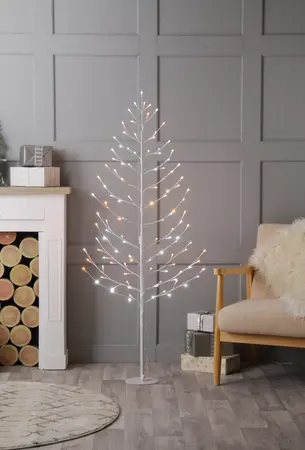 120cm Flat White/Warm White Twig Tree