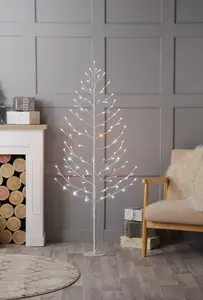 120cm Flat White/Warm White Twig Tree