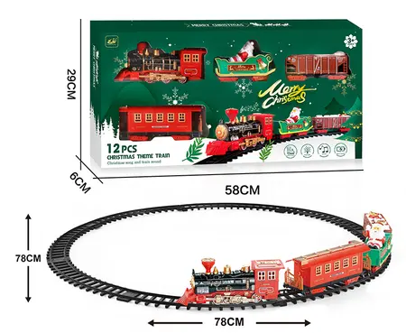 12pc Battery Operated Christmas Train with Light/Music/Sound