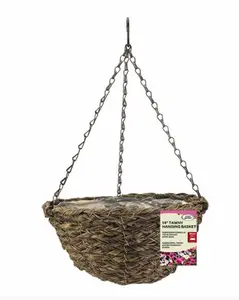 14in Tawny Faux Rattan Hanging Basket