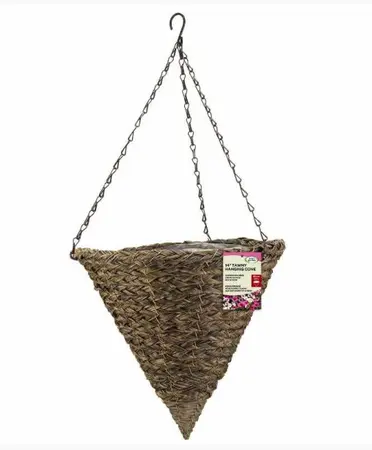 14in Tawny Faux Rattan Hanging Cone