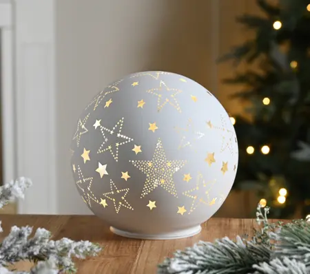 15cm Battery Operated Lit Glass White Star Ball