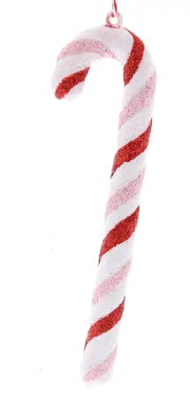 15cm Plastic Red/Pink Stripe Glitter Candy Cane