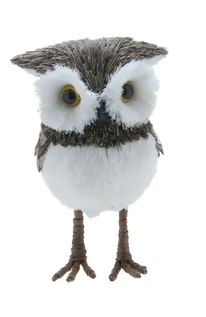 17cm White and Natural Standing Owl