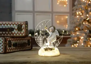 19cm bo lit angel sitting on moon