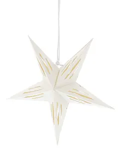 19cm Hanging White Paper 5 Pointed Star