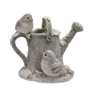 2 Robins Figurine on a Watering Can - image 1