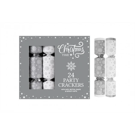 24 Pk 9" Silver Stars Cracker Party Box