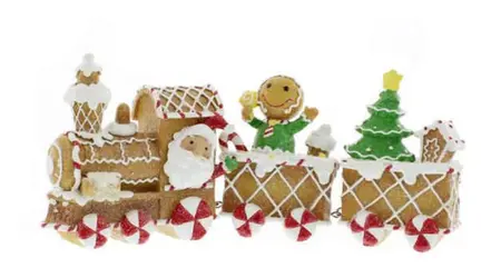 24cm gingerbread resin/metal train with characters