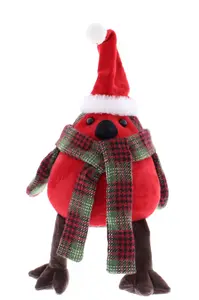 24cm Tartan Robin with Red Breast Door Stop