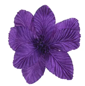 26cm Purple Clip on Poinsettia