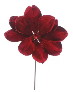 28cm Burgundy Velvet Magnolia Pick