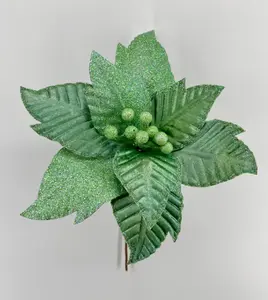 31cm Light Green Poinsettia Stem