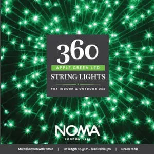 360 Green Multifunction String Lights With Green Cable