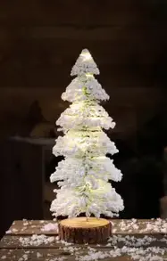 36Cm Warm White Led Snowy Needle Tree