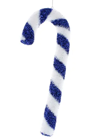 38cm Blue/White Sequin Candy Cane