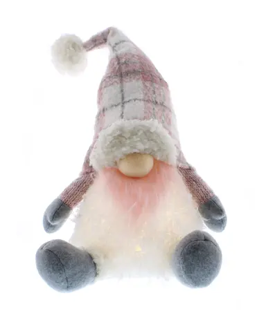 48cm Battery Operated Lit Grey/Pink Hat Sitting Gonks