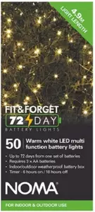 50 Fit & Forget Battery Operated Warm White Multifunction String Lights