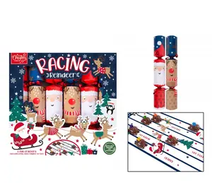 6 RACING REINDEERS 12" CRACKERS - image 1