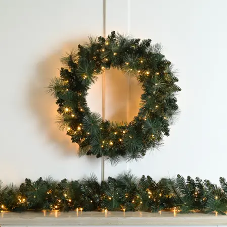 60cm bo lit firefly wreath - trad warm white