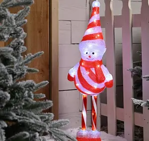 80cm lit acrylic candy stripe snowman