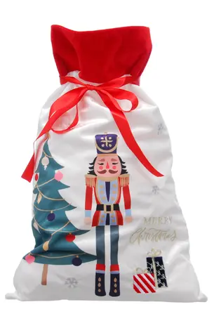 70cm White Nutcracker with Tree and Present Sack