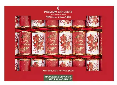 8 PREMIUM RED POINSETTIA 12.5" CRACKERS - image 1