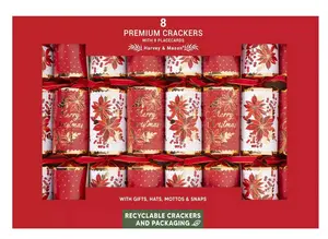 8 PREMIUM RED POINSETTIA 12.5" CRACKERS - image 1