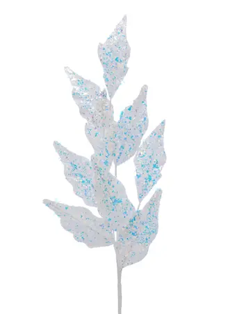 80cm white sparkle leaves stem