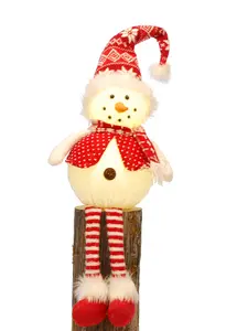 86cm Battery Operated Lit Dangly Legs Snowman with Red and White Hat