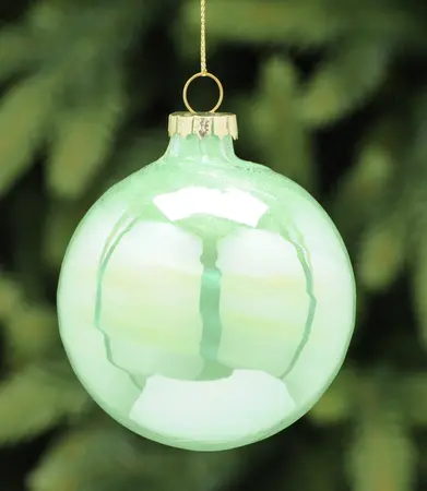 8cm Green Iridescent Ripple Glass Ball