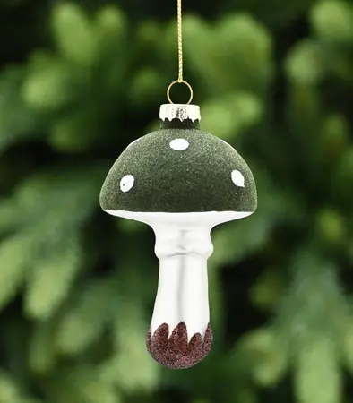 9cm dark green glass mushroom