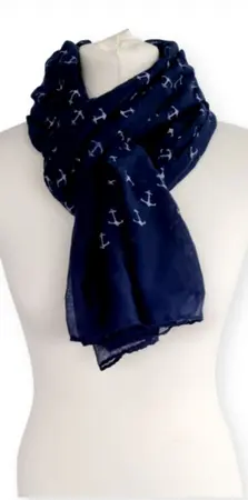 ANCHORS PLAIN NAVY/WHITE SCARF