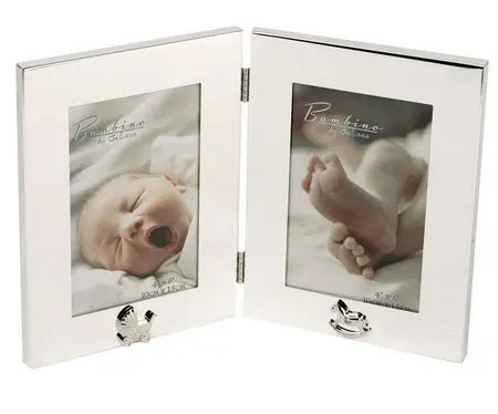 Bambino Silver Plated Double Photo Frame - 4" x 6"