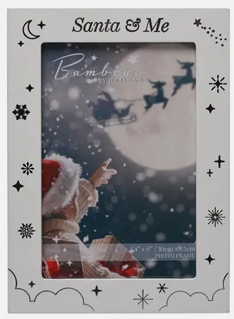 Bambino White Photo Frame 4" x 6" - Santa & Me