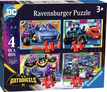 Batwheels, 4 in a Box - 12 + 16 + 20 + 24 Pieces Puzzle