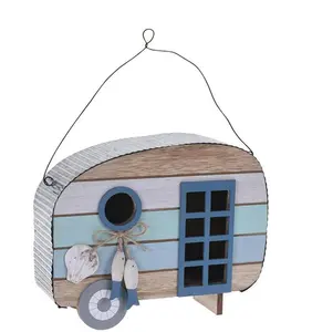 Birdhouse Wood Caravan 3Ass