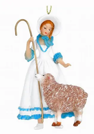 Blue/White Resin Bo Peep/Sheep Dec