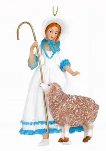 Blue/White Resin Bo Peep/Sheep Dec