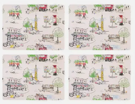 Cath Kidson Billie Goes To Town 4 x Cork Backed Placemats - image 1