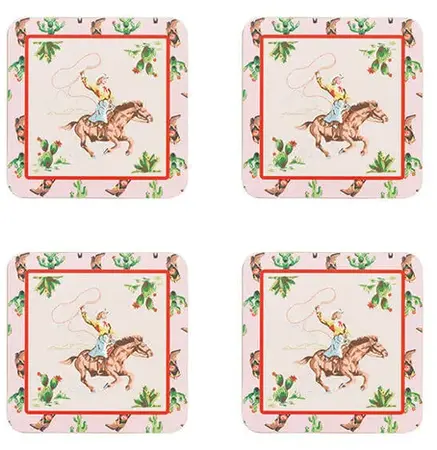 Cath Kidson Cowgirl Rodeo 4 Pack of Cork Back Coasters - image 1