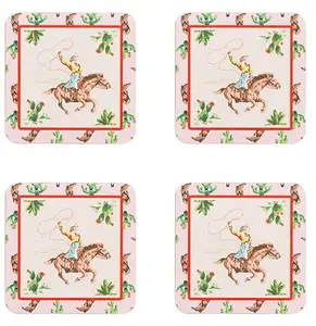 Cath Kidson Cowgirl Rodeo 4 Pack of Cork Back Coasters - image 1