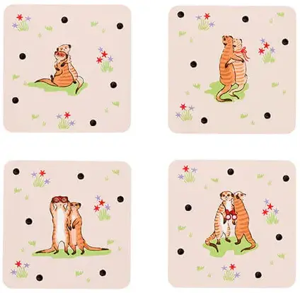 Cath Kidson Meerkats 4 Pack of Cork Back Coasters - image 1