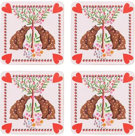 Cath Kidson Oh My Heart 4 Pack Cork Back Coasters - image 1