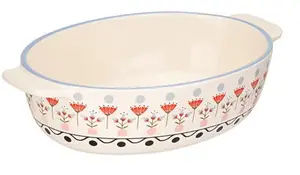 Cath Kidson Painted Ceramic Oval Roasting Dish 28cm - image 1