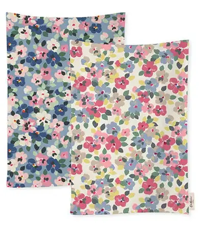 Cath Kidson Painted Pansies Pack of 2 Tea Towels