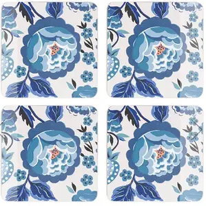 Cath Kidson Strawberry Garden 4 Pack of Blue Cork Back Coasters - image 1