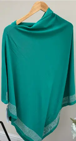 Crystal One Size Poncho Jade Green