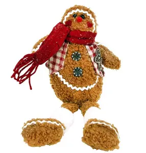 Fabric Gingerbread Man Shelf Sitter Orn, Lge